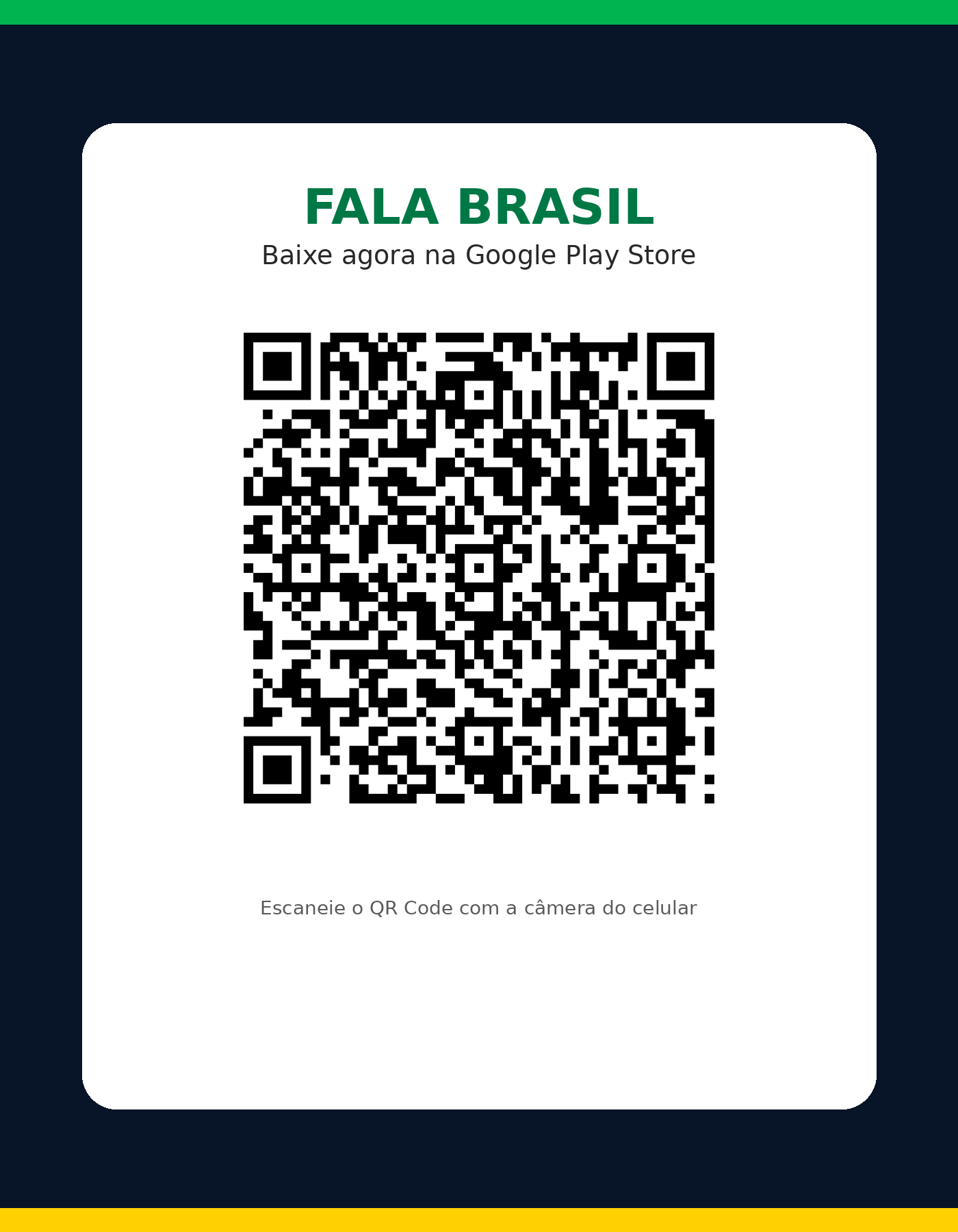 QR Code para instalação do aplicativo Fala Brasil na Play Store