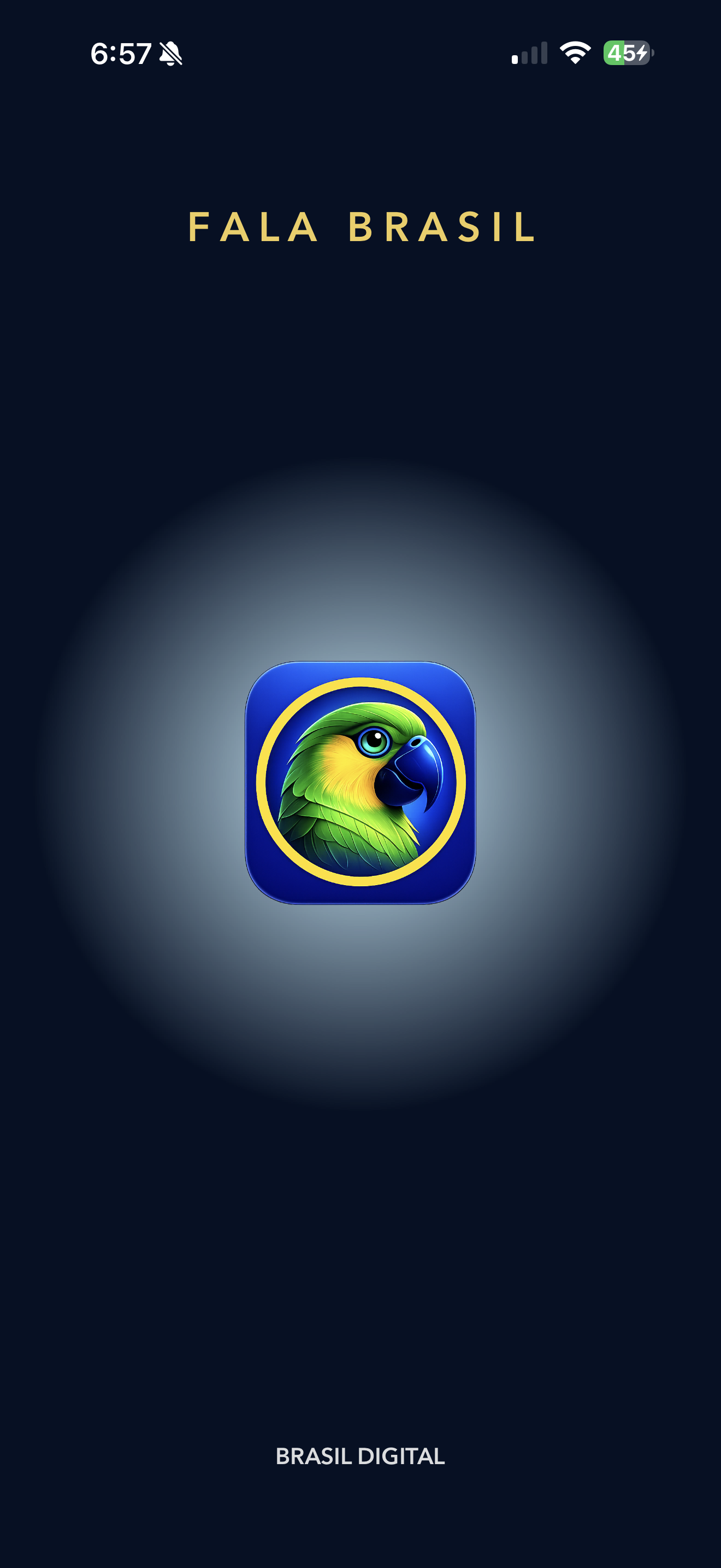 Tela inicial de abertura do aplicativo Fala Brasil
