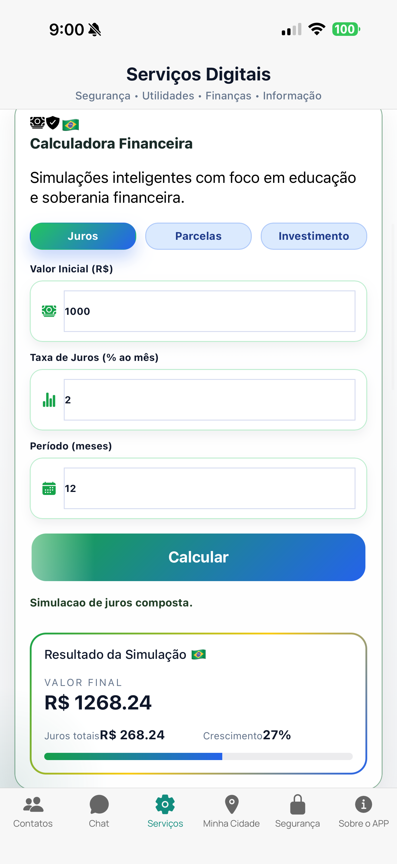 Calculadora financeira do Fala Brasil